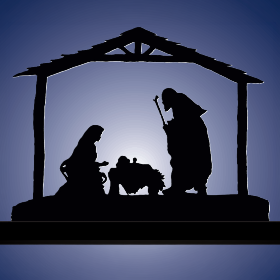 Mary, Joseph and baby Jesus in a manager